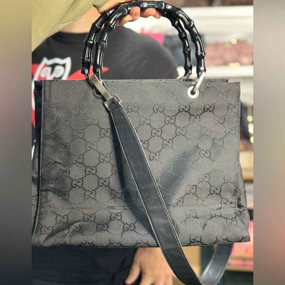 Gucci Black on Black Tom Ford Era 2 Way Bamboo Bag